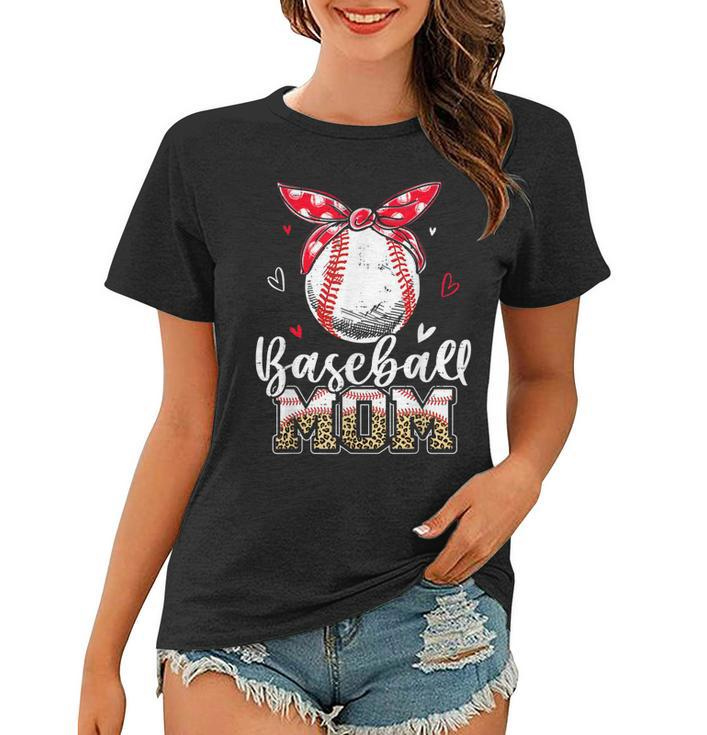 Leopard Baseball Mom Headband Baseball Ball Mothers Day Mama  Women T-shirt
