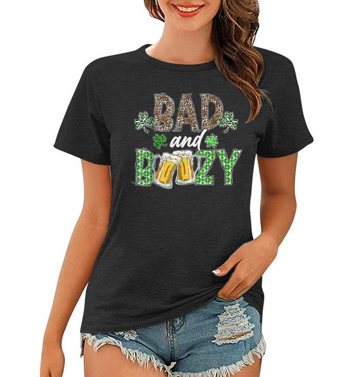 Leopard St Patricks Day Bad And Boozy Beer Drinking Irish  Women T-shirt