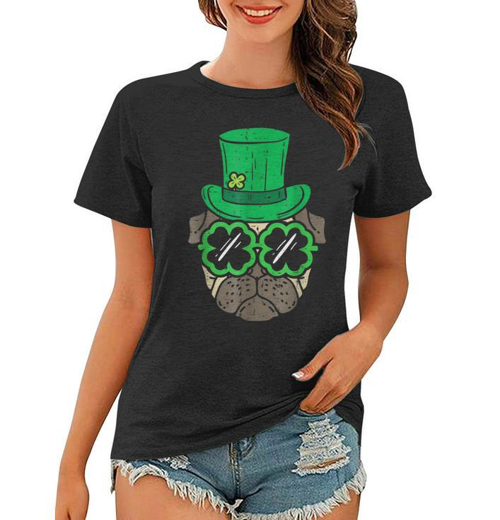Leprechaun Hat Pug Shamrock Glasses St Patricks Day Dog  Women T-shirt
