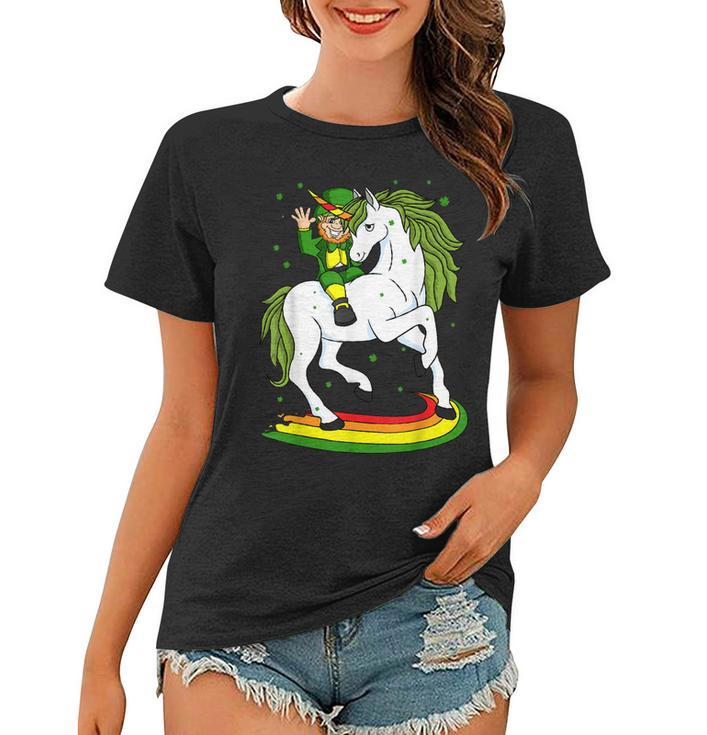Leprechaun Riding A Magical St Patricks Day Unicorn Women T-shirt