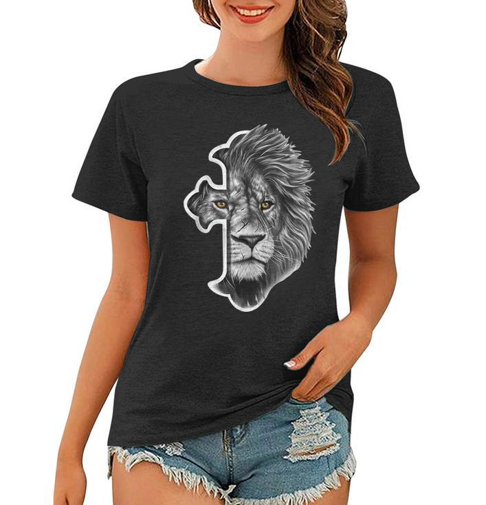 Lion Of Judah Lion Cross Jesus Christian  Women T-shirt