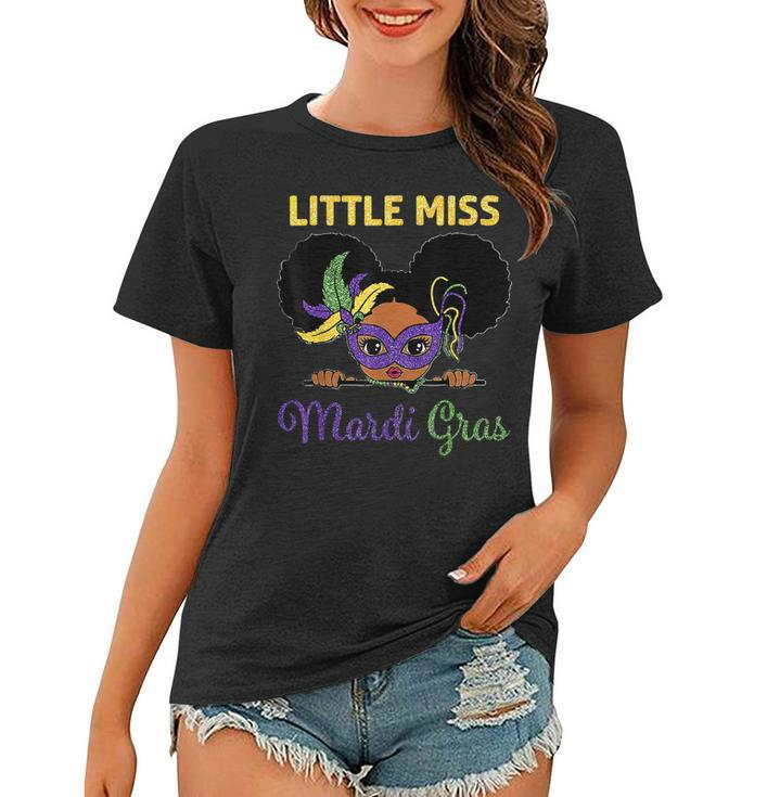 Little Miss Mardi Gras Face Melanin Kids Toddler  Women T-shirt