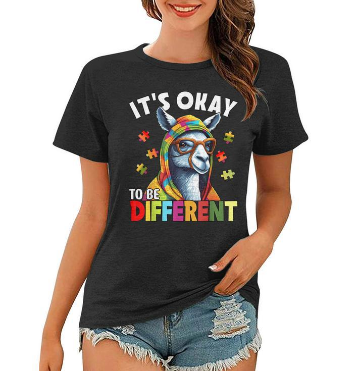 Llama Autism Kids Boys Girls Its Ok To Be Different Puzzle  Women T-shirt