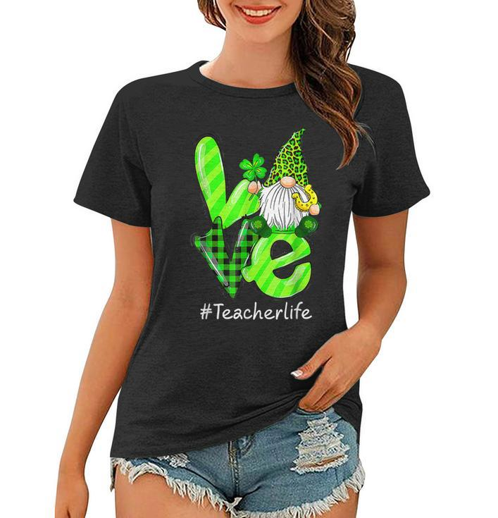 Love Teacher Life Gnome Leopard Shamrock St Patricks Day  V2 Women T-shirt
