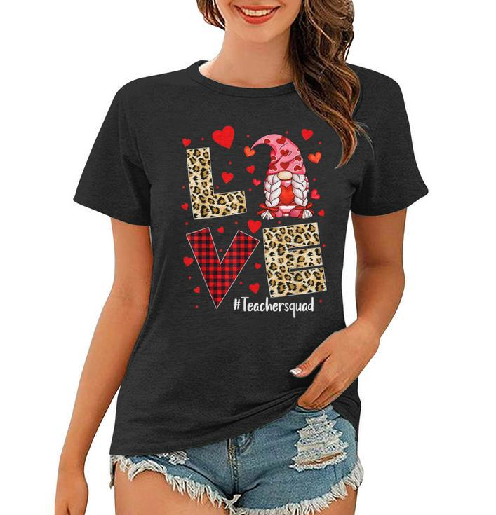 Love Teacher Squad Gnome Hearts Leopard Valentines Teacher  Women T-shirt