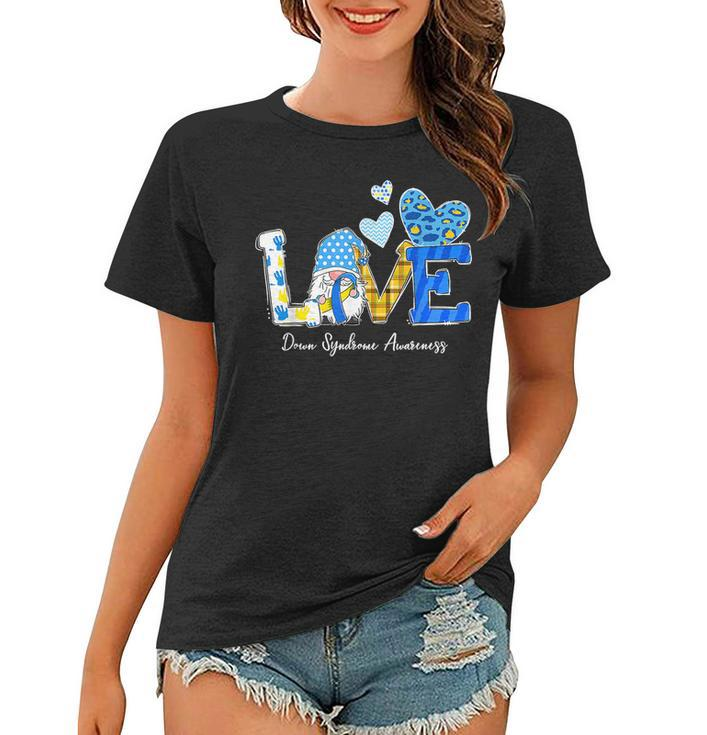 Love World Down Syndrome Day Awareness Leopard Gnome Ribbon  Women T-shirt