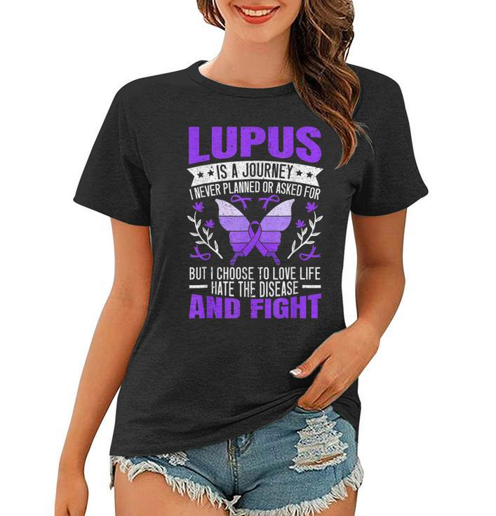 Lupus Awareness Butterfly Wear Purple Sle Autoimmune Disease  Women T-shirt