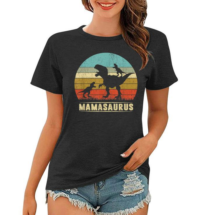 Mama Dinosaur Mamasaurus 2 Two Kids Family Christmas  Women T-shirt