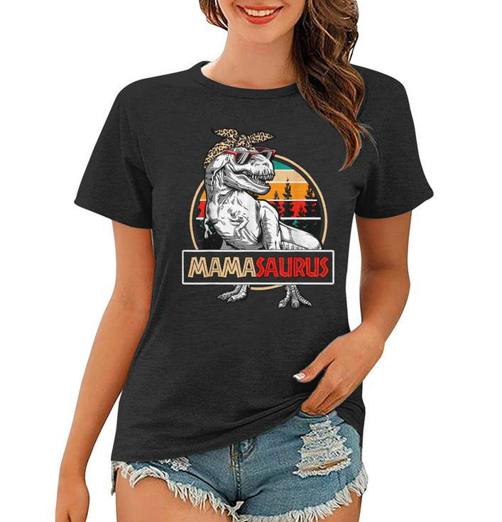 Mamasaurus Dinosaur Mom Vintage Leopard Bandana Mother Gift  Women T-shirt