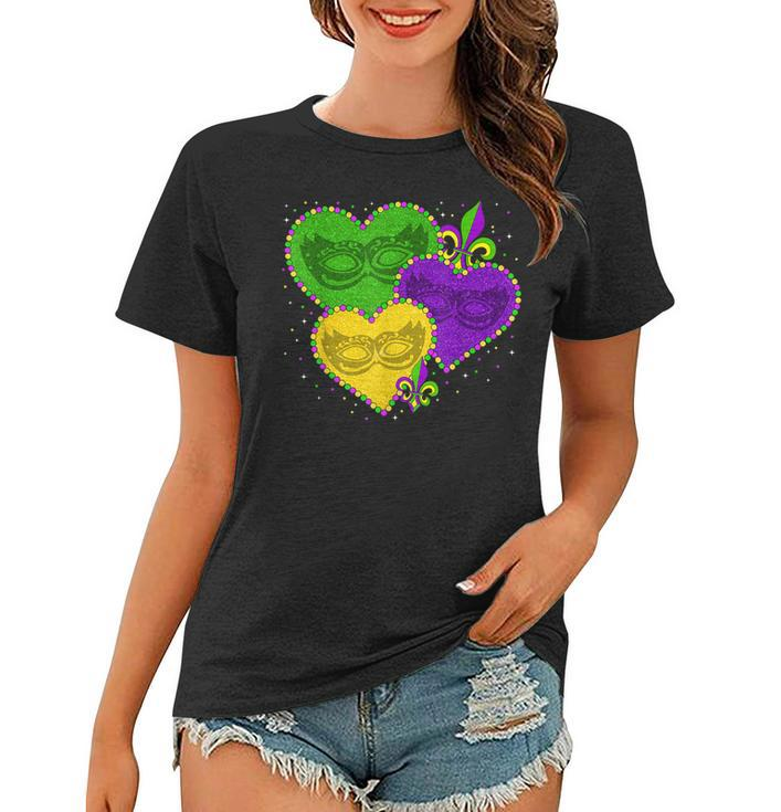 Mardi Gras Heart Fleur-De-Lys Symbol Funny Mardi Gras  Women T-shirt