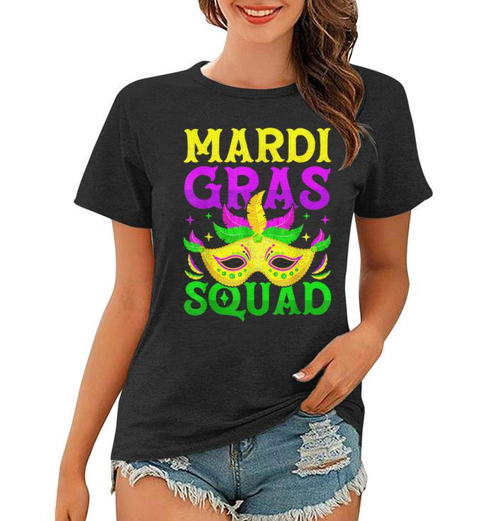 Mardi Gras Squad Carnival Party Funny Mask Beads Women Men  Women T-shirt