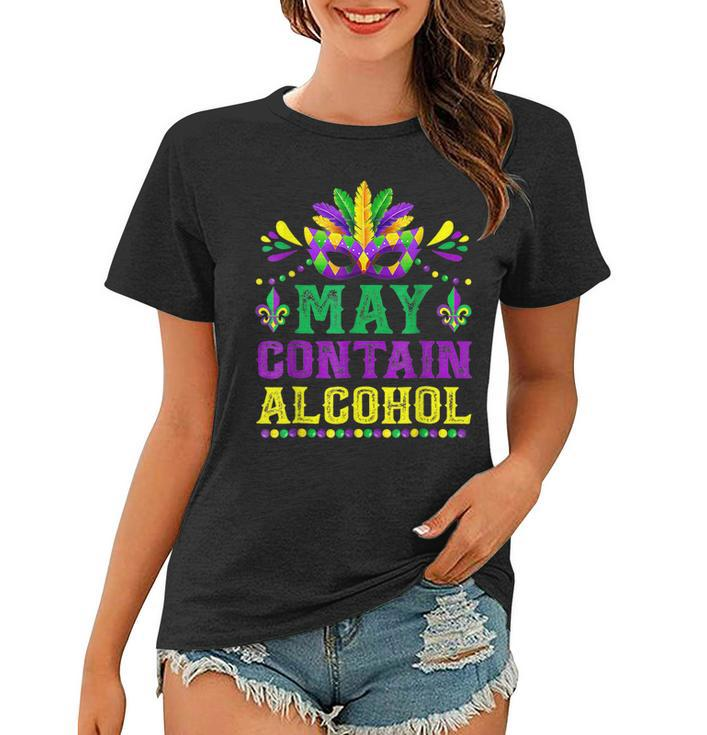 Mask May Contains Alcohol Mardi Gras Funny Outfits  Women T-shirt