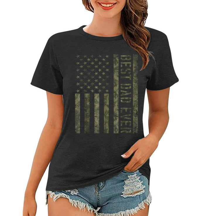 Mens Best Dad Ever American Flag Camo Tshirt For Fathers Day Women T-shirt