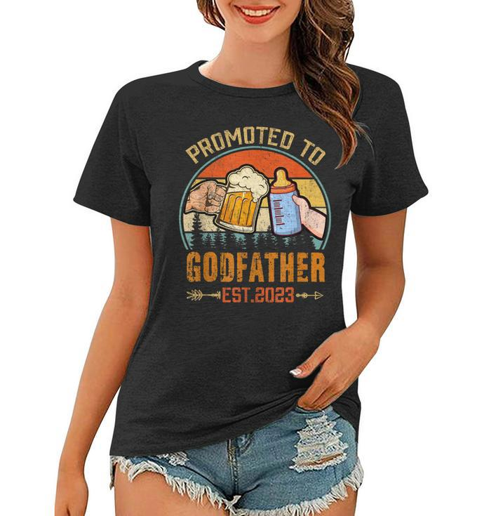 Mens Promoted To Godfather 2023 Funny  For New Godfather  Women T-shirt