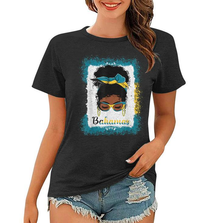 Messy Bun Bahamian Bahamas Flag Womens Woman Girl  Women T-shirt