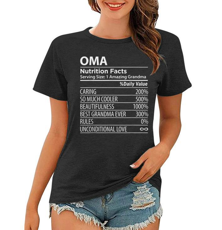 Oma Nutrition Facts | Funny Grandma Mothers Day Women T-shirt