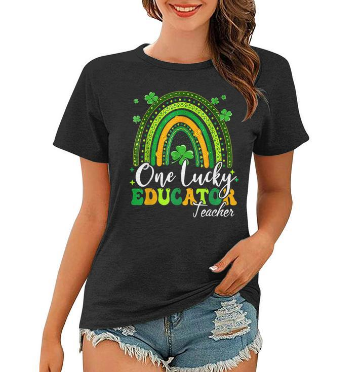 One Lucky Educator Teacher Rainbow Shamrock Patricks Day  Women T-shirt