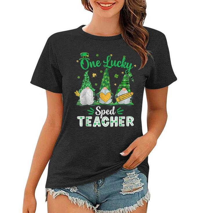 One Lucky Sped Teacher Gnome Shamrock St Patricks Day  Women T-shirt