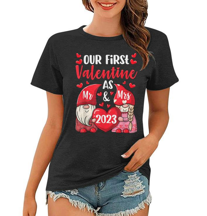 Our First Valentine As Mr And Mrs 2023 Hearts Valentines Day  Women T-shirt