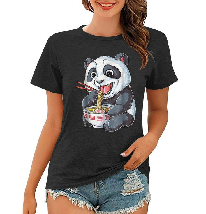 Panda Eating Ramen T  Kawaii Giant Japanese Noodle Gift Women T-shirt
