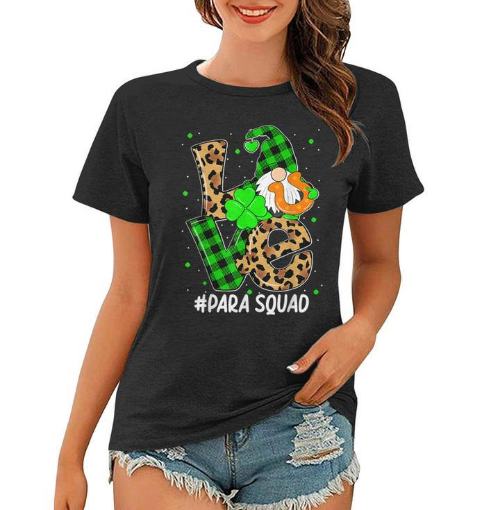 Para Squad Love Gnomes Teacher Shamrock St Patricks Day  Women T-shirt