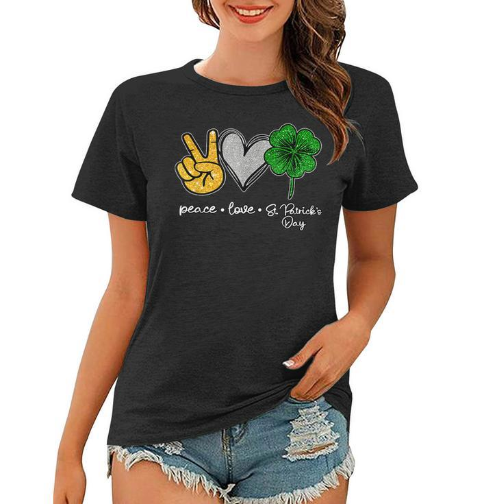 Peace Love St Patricks Day Shamrocks  Women T-shirt