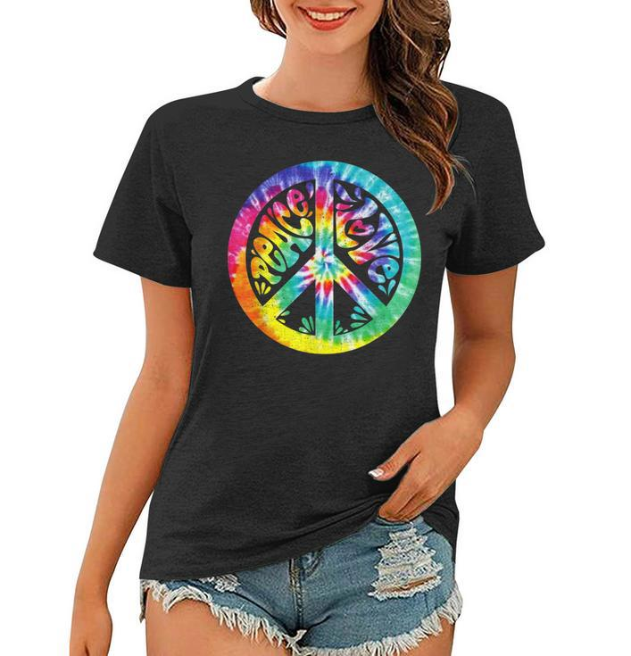 Peace Sign Love Tie Dye 60S 70S Hippie Costume Girls Women  Women T-shirt