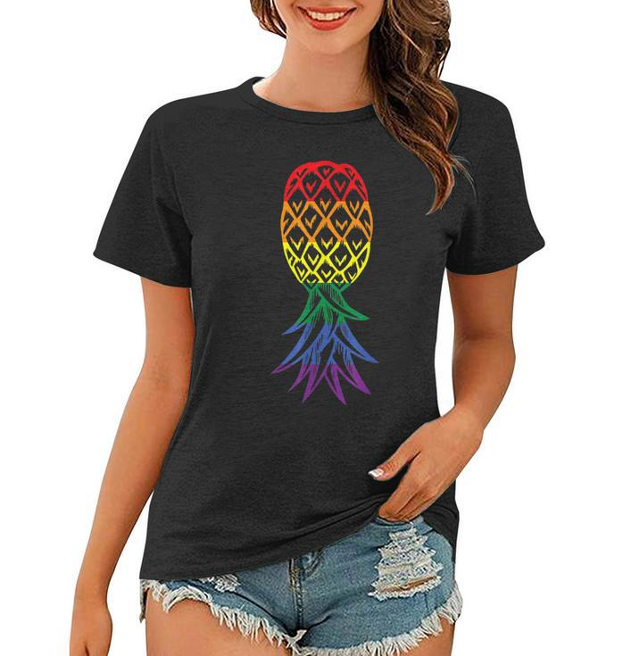 Pineapple Upside Down | Rainbow | Lgbt Singer  Women T-shirt