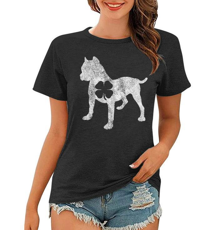 Pit Bull Dog St Patricks Day Shamrock Clover Irish Gift  Women T-shirt