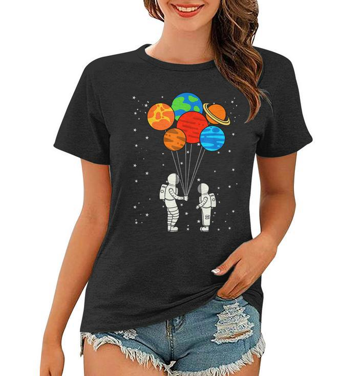 Planet Balloons Astronaut Planets Galaxy Space Outer  Women T-shirt