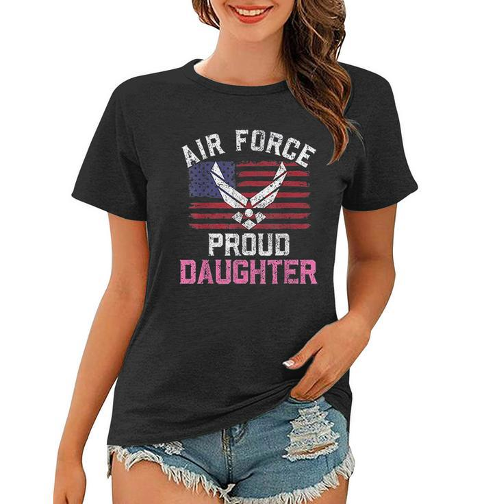 Proud Air Force Daughter American Flag Veteran Gift Women T-shirt