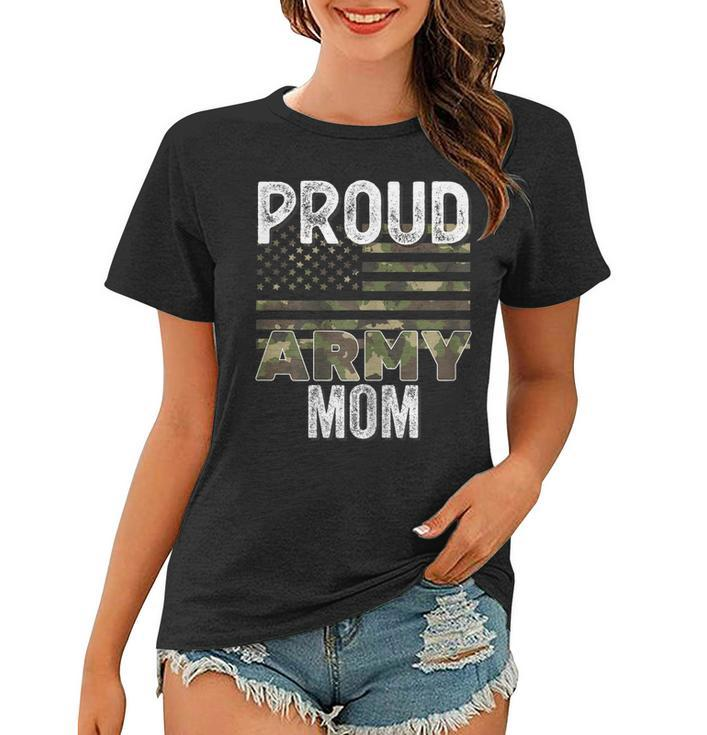 Proud Army Mom Military Soldier Camo Us Flag Camouflage Mom  Gift For Womens Women T-shirt