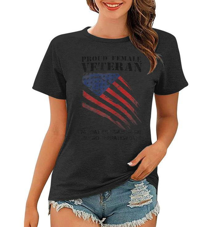 Proud Female Veteran Tees Gift For Independence Day Women T-shirt