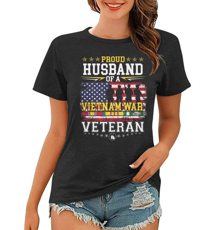 Proud Husband Vietnam War Veteran Matching With Wife   Women T-shirt