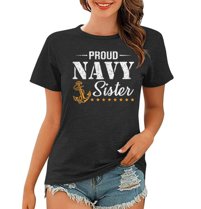 Proud Navy Sister Nautical Anchor Women Girl Sis Navy Family Gift For Womens Women T-shirt