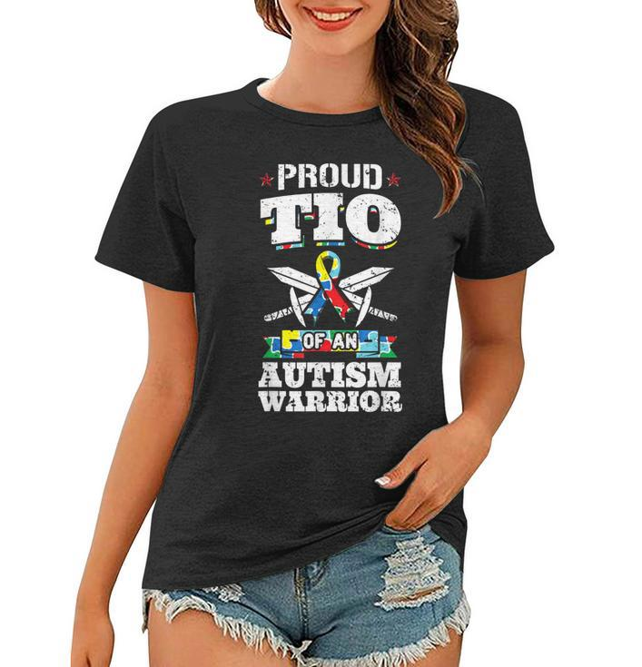 Proud Tio Of An Autism Warrior Awareness Ribbon Uncle Women T-shirt