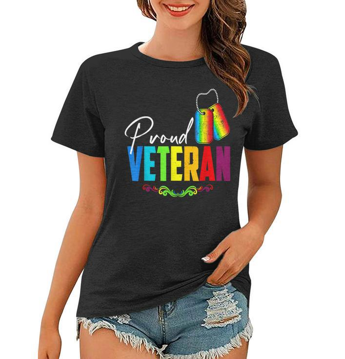 Proud Veteran Trans Military Lgbtq Rainbow Gay Pride Flag  Women T-shirt