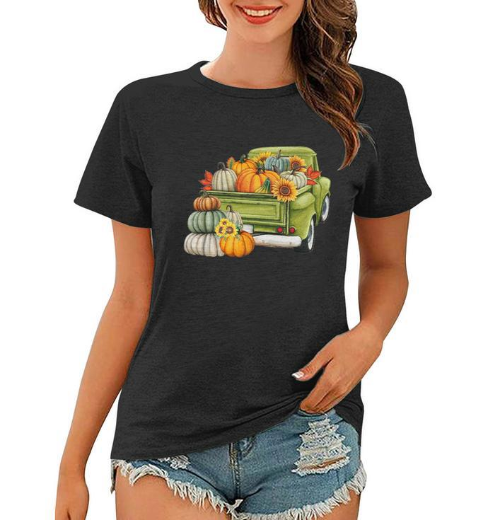 Pumpkin Fall Vintage Truck Women T-shirt
