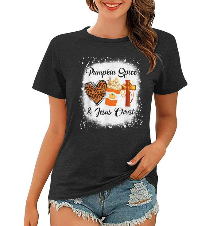 Pumpkin Spice And Jesus Christ  Leopard Heart Coffee Women T-shirt
