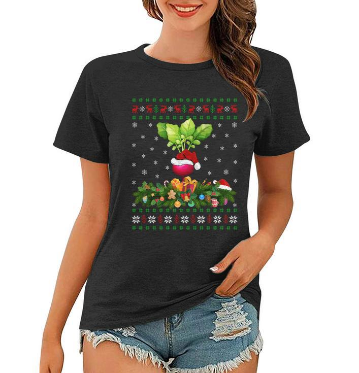 Radish Lover Xmas Santa Hat Ugly Radish Christmas Great Gift Women T-shirt