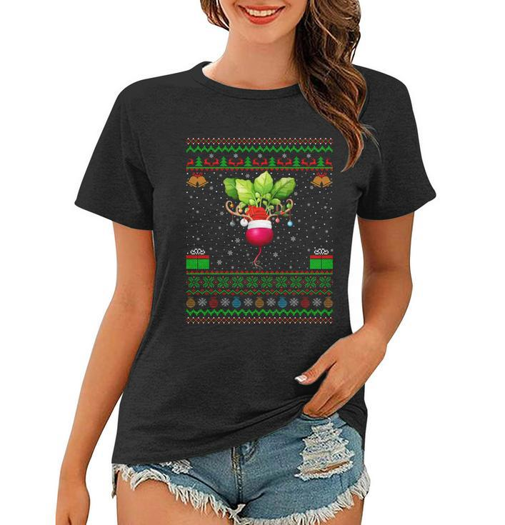 Radishes Lover Xmas Lighting Santa Ugly Radishes Christmas Gift Women T-shirt