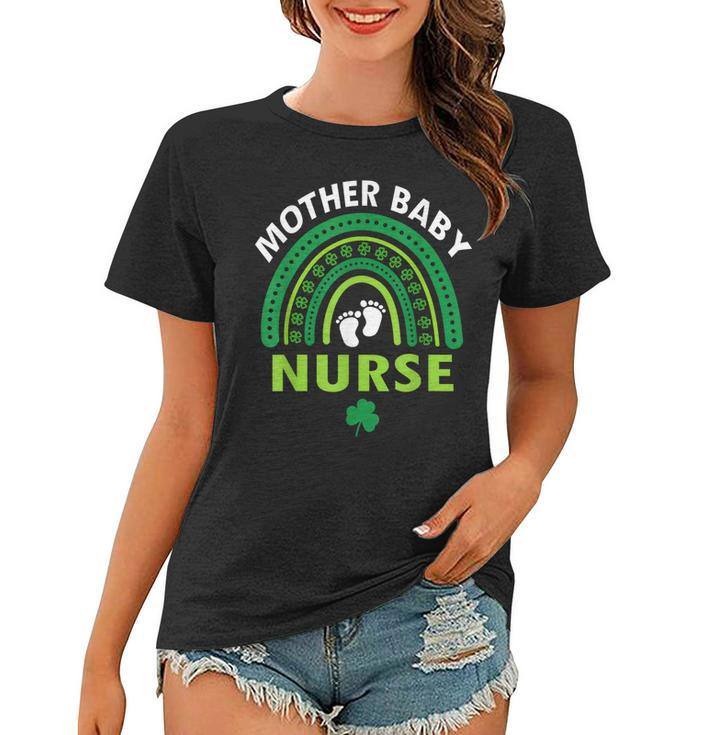 Rainbow Postpartum Mother Baby Nurse St Patricks Day  Women T-shirt - Thegiftio