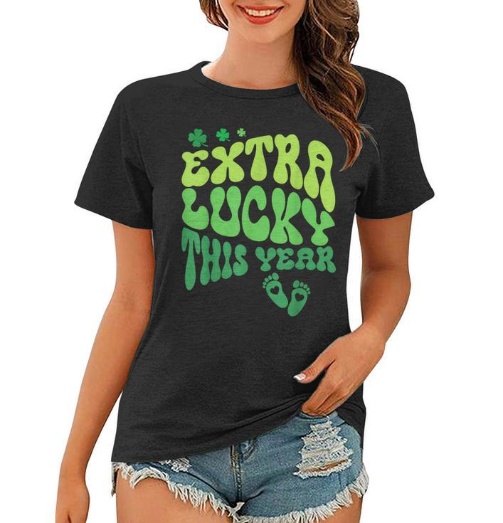 Retro Extra Lucky This Year Funny St Patrick Pregnancy  Women T-shirt