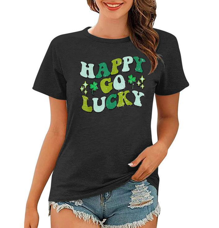 Retro Groovy Happy St Patricks Day Shamrock Lucky  Women T-shirt