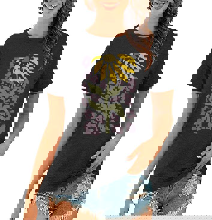 Retro Sunflower Graphic Flower Lover Gardening  Women T-shirt