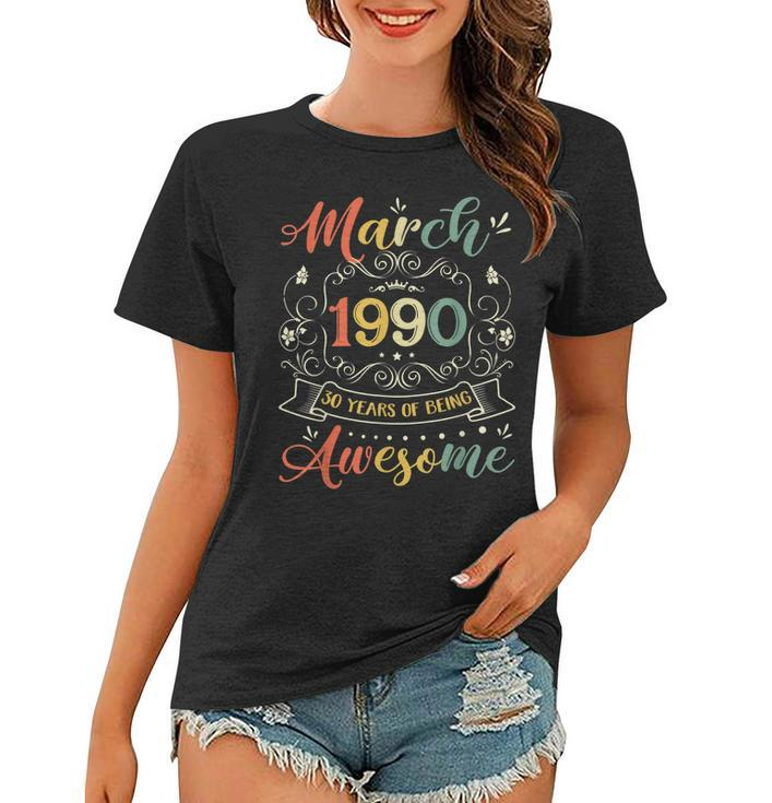 Retro Vintage March 1990 30Th Birthday Gift 30 Years Old Women T-shirt