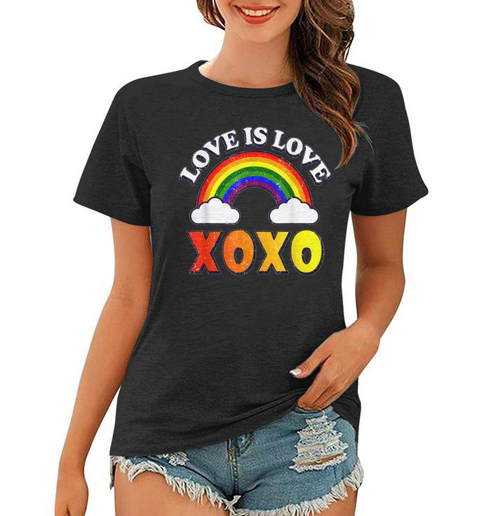 Retro Xoxo Rainbow Love Valentines Day Men Women Couples  Women T-shirt
