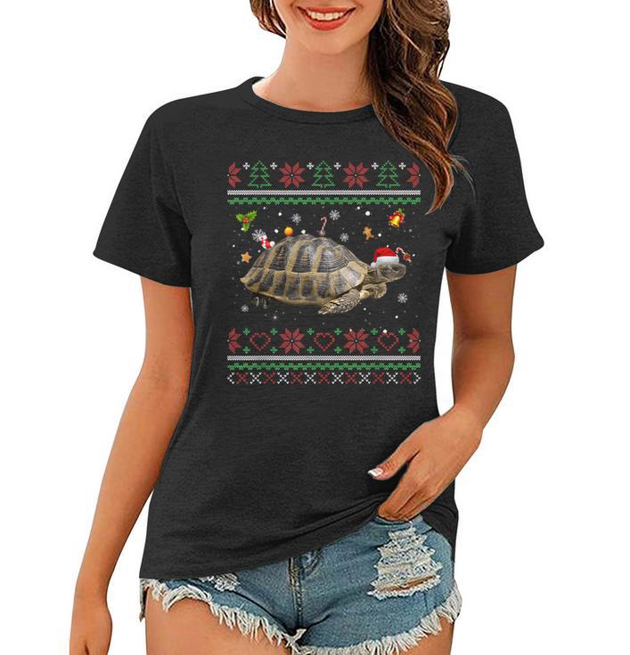 Russische Schildkröte Weihnachts-Frauen Tshirt, Hässliches Rentier-Motiv