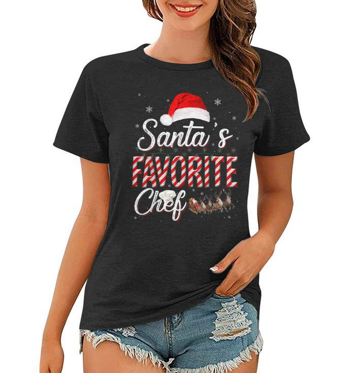 Santas Favorite Chef Santa Christmas Hat In Snow  Women T-shirt