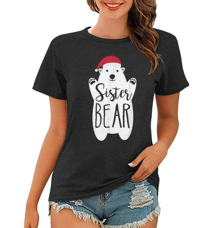 Sister Christmas Bear Santa Gift Family Matching Pajamas Women T-shirt